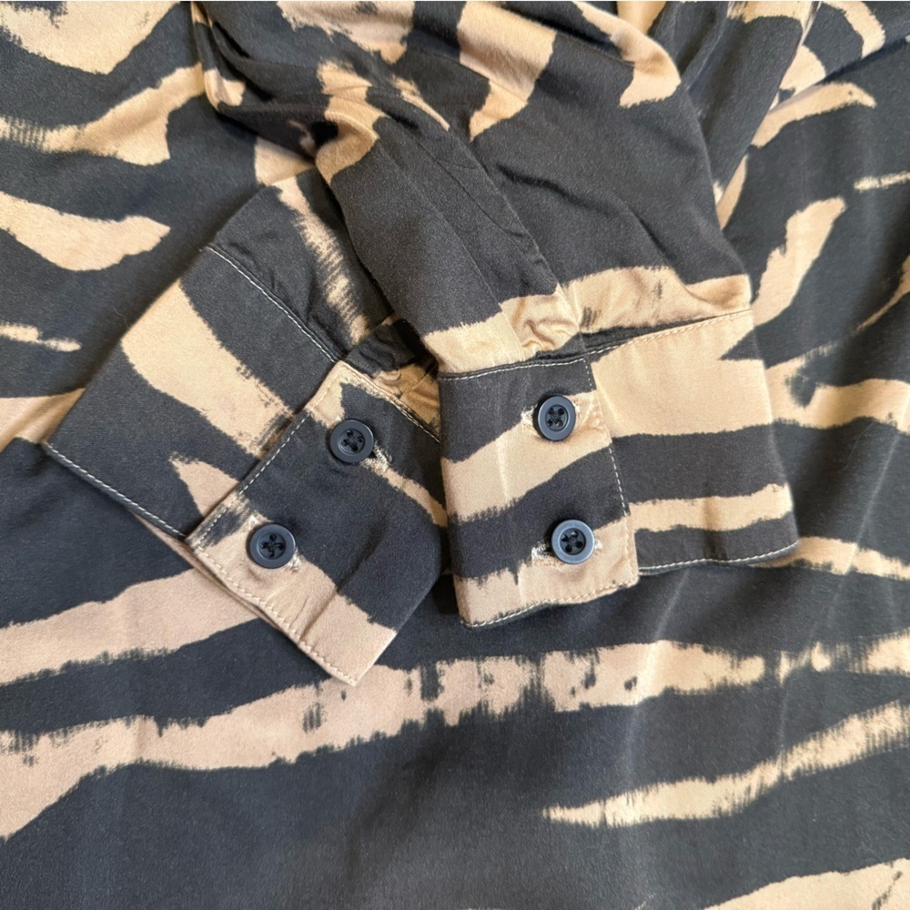 Bella Dahl Monterey Zebra Stripe-Print Woven Shirt Medium - Picture 8 of 9